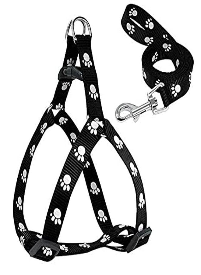 Pups&Pets Adjustable 15 mm Leash with Harness Set Paw Printed Nylon Puppy Harness for All Breeds Dogs, Cat and Puppies (Color as per Availability) - Image 5